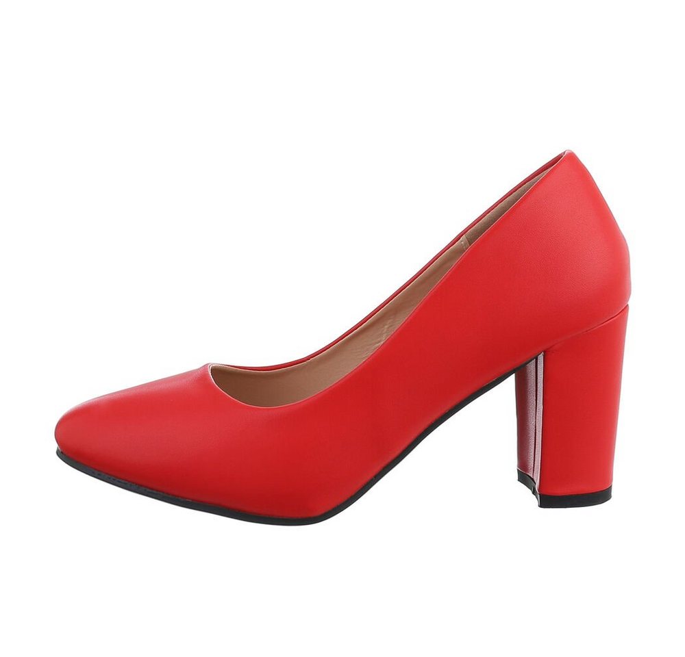 Ital-Design Damen Abendschuhe Elegant High-Heel-Pumps (81409876) Blockabsatz High Heel Pumps in Rot