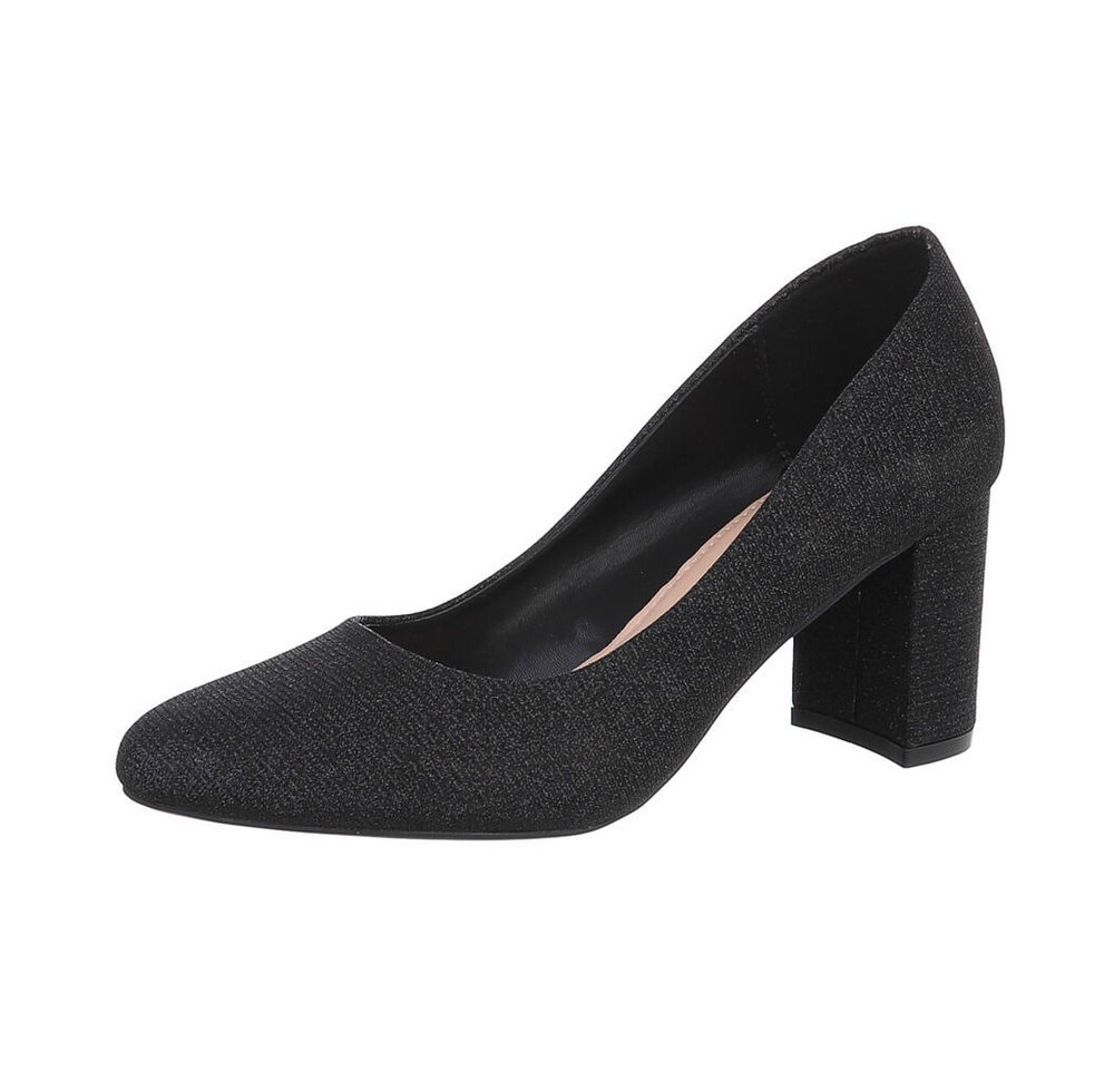 Ital-Design Damen Abendschuhe Elegant High-Heel-Pumps (87118433) Blockabsatz High Heel Pumps in Schwarz