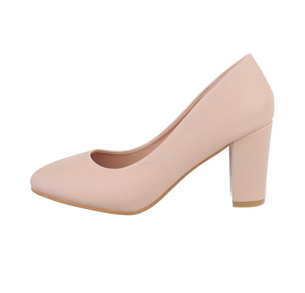 Ital-Design Damen Abendschuhe Elegant High-Heel-Pumps Blockabsatz High Heel Pumps in Beige