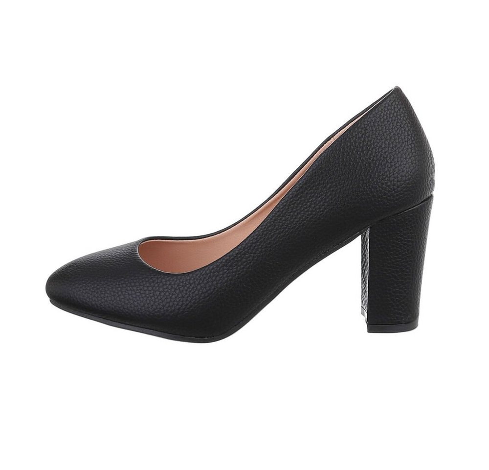 Ital-Design Damen Abendschuhe Elegant High-Heel-Pumps Blockabsatz High Heel Pumps in Schwarz