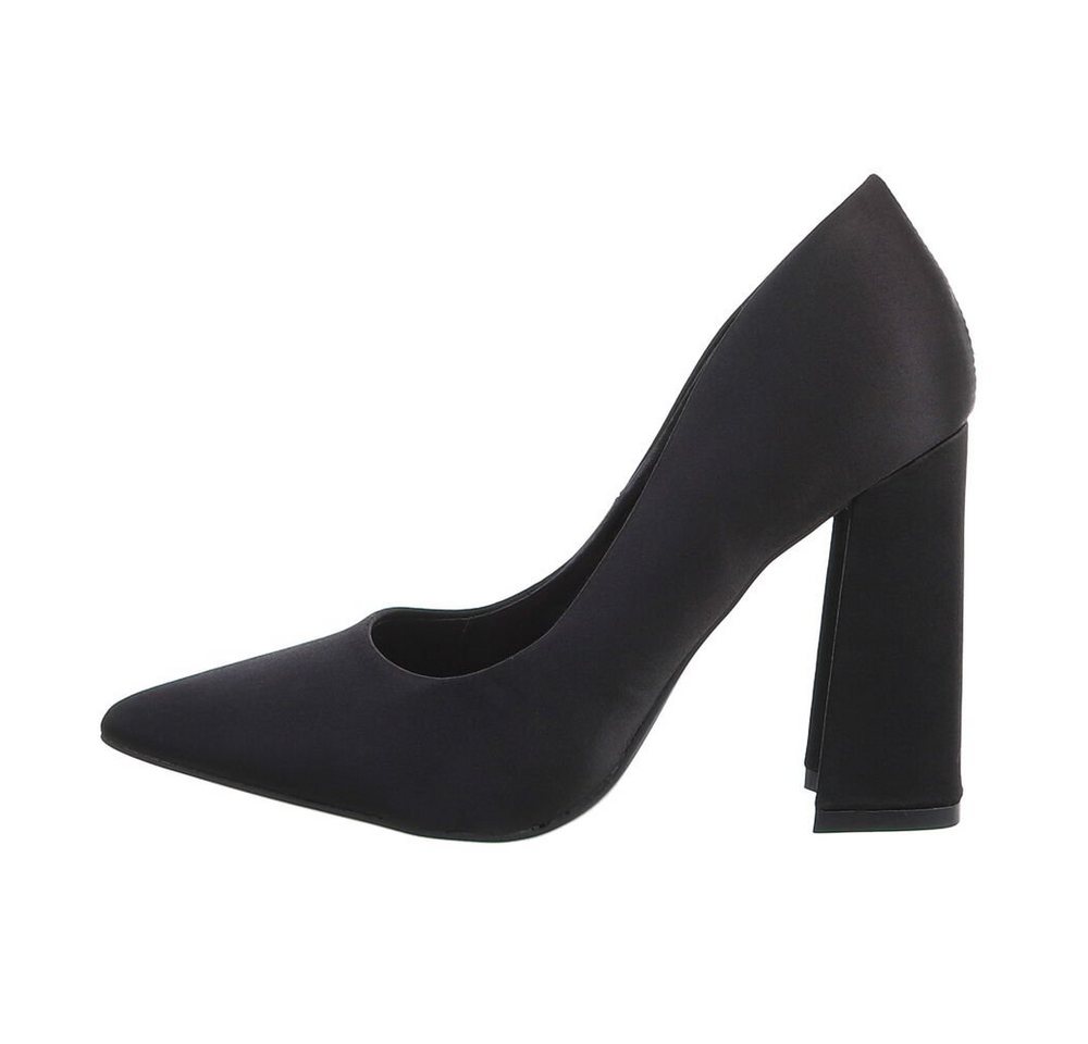 Ital-Design Damen Abendschuhe Elegant High-Heel-Pumps Blockabsatz High Heel Pumps in Schwarz