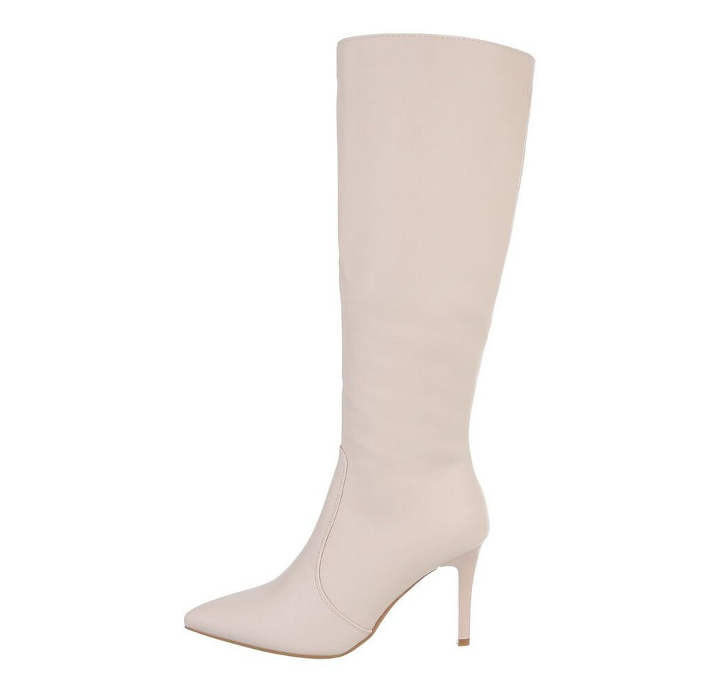 Ital-Design Damen Abendschuhe Elegant High-Heel-Stiefel (85080899) Pfennig-/Stilettoabsatz High-Heel Stiefel in Beige