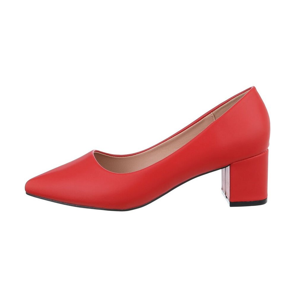 Ital-Design Damen Abendschuhe Elegant Pumps Blockabsatz Klassische Pumps in Rot