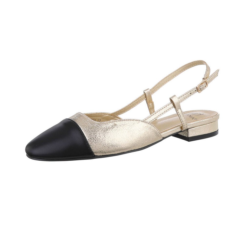 Ital-Design Damen Abendschuhe Elegant Schnürpumps (86344973) Blockabsatz Schnür- & Riemchenpumps in Gold