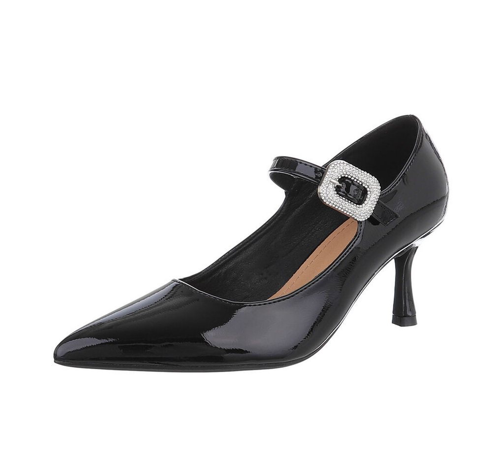 Ital-Design Damen Abendschuhe Elegant Schnürpumps (87118059) Pfennig-/Stilettoabsatz Schnür- & Riemchenpumps in Schwarz