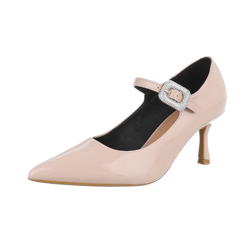 Ital-Design Damen Abendschuhe Elegant Schnürpumps (87118068) Pfennig-/Stilettoabsatz Schnür- & Riemchenpumps in Beige