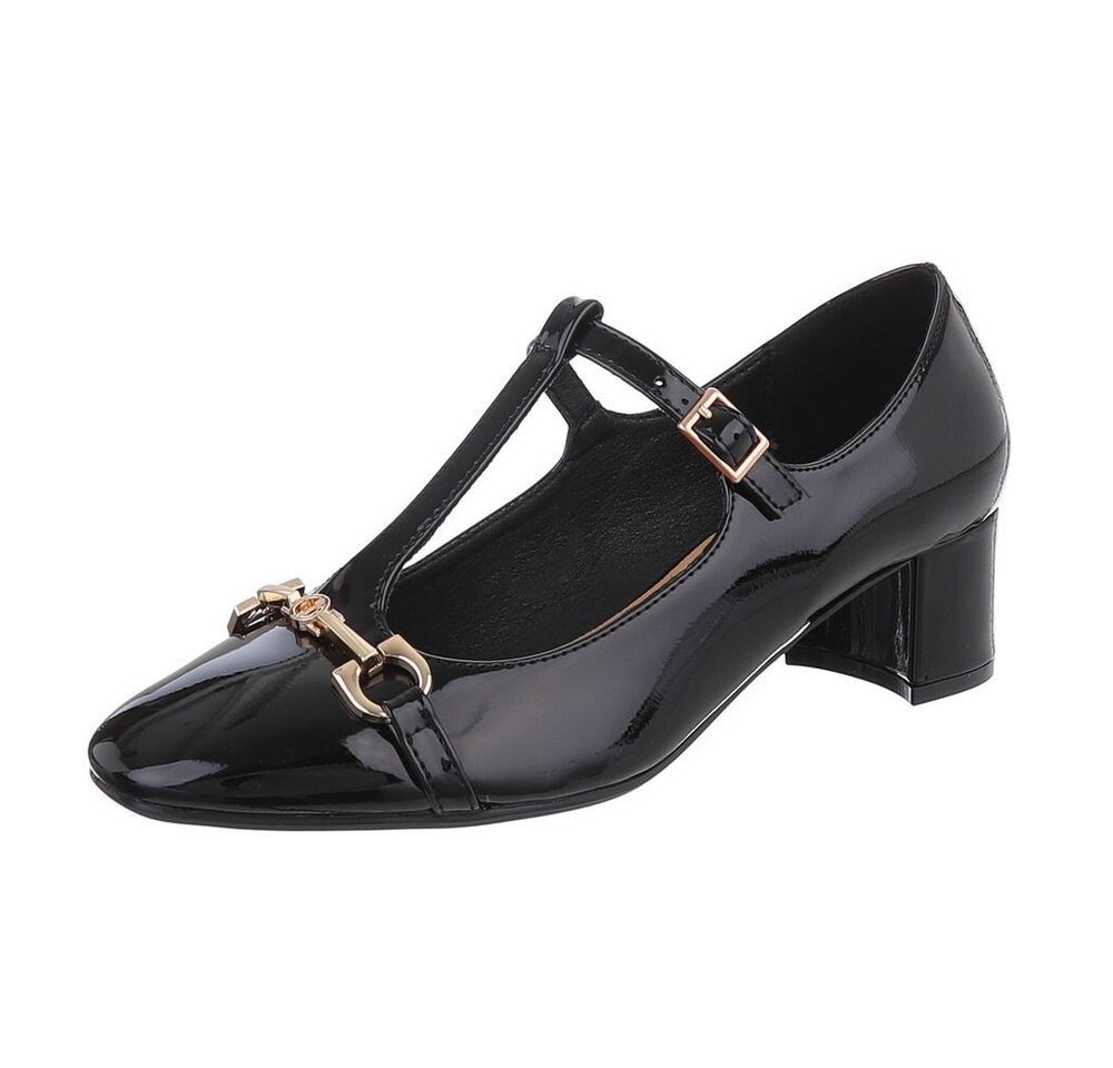 Ital-Design Damen Abendschuhe Elegant Schnürpumps (87118078) Blockabsatz Schnür- & Riemchenpumps in Schwarz