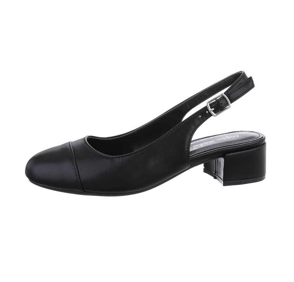 Ital-Design Damen Abendschuhe Elegant Schnürpumps Blockabsatz Schnür- & Riemchenpumps in Schwarz