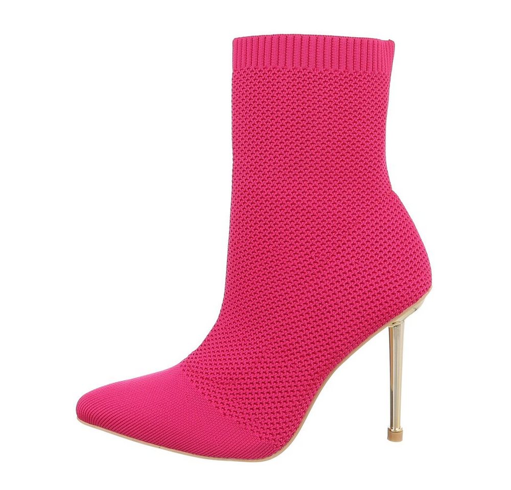 Ital-Design Damen Abendschuhe Party & Clubwear High-Heel-Stiefelette (85255670) Pfennig-/Stilettoabsatz High-Heel Stiefeletten in Pink