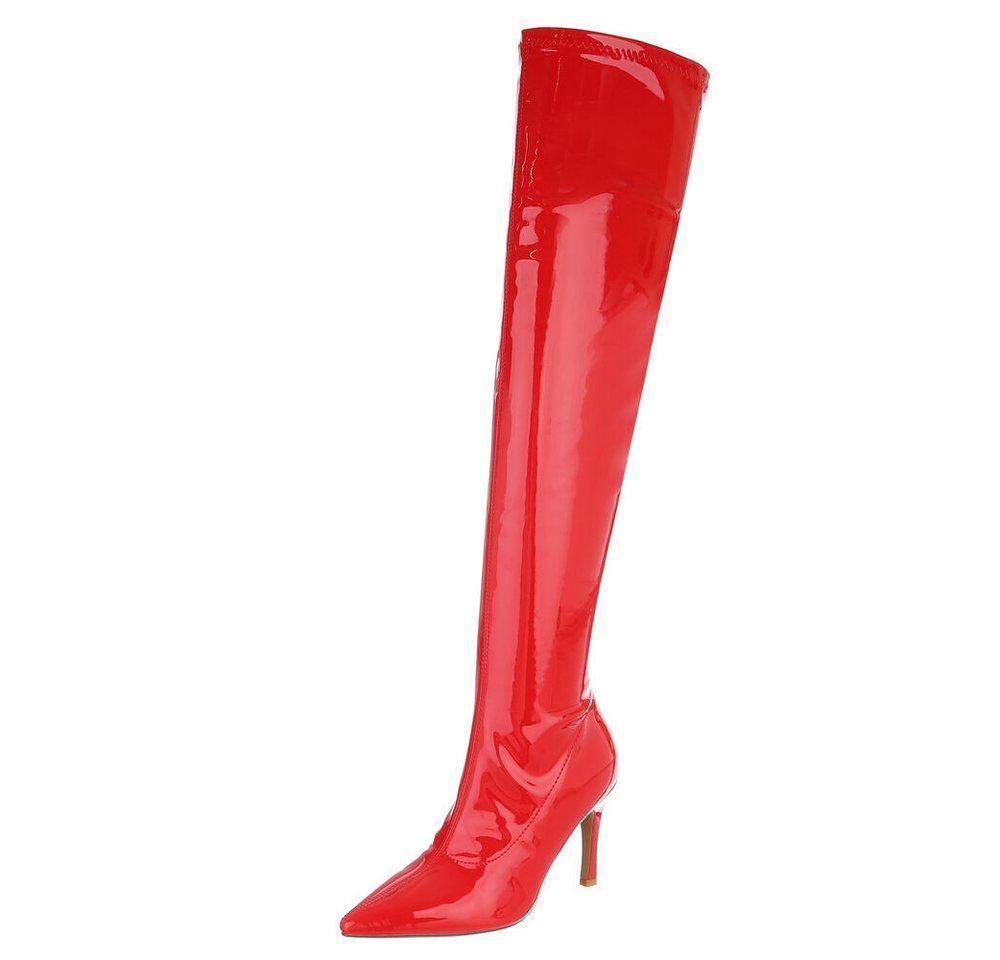 Ital-Design Damen Abendschuhe Party & Clubwear Overkneestiefel (88671736) Pfennig-/Stilettoabsatz Stiefel in Rot