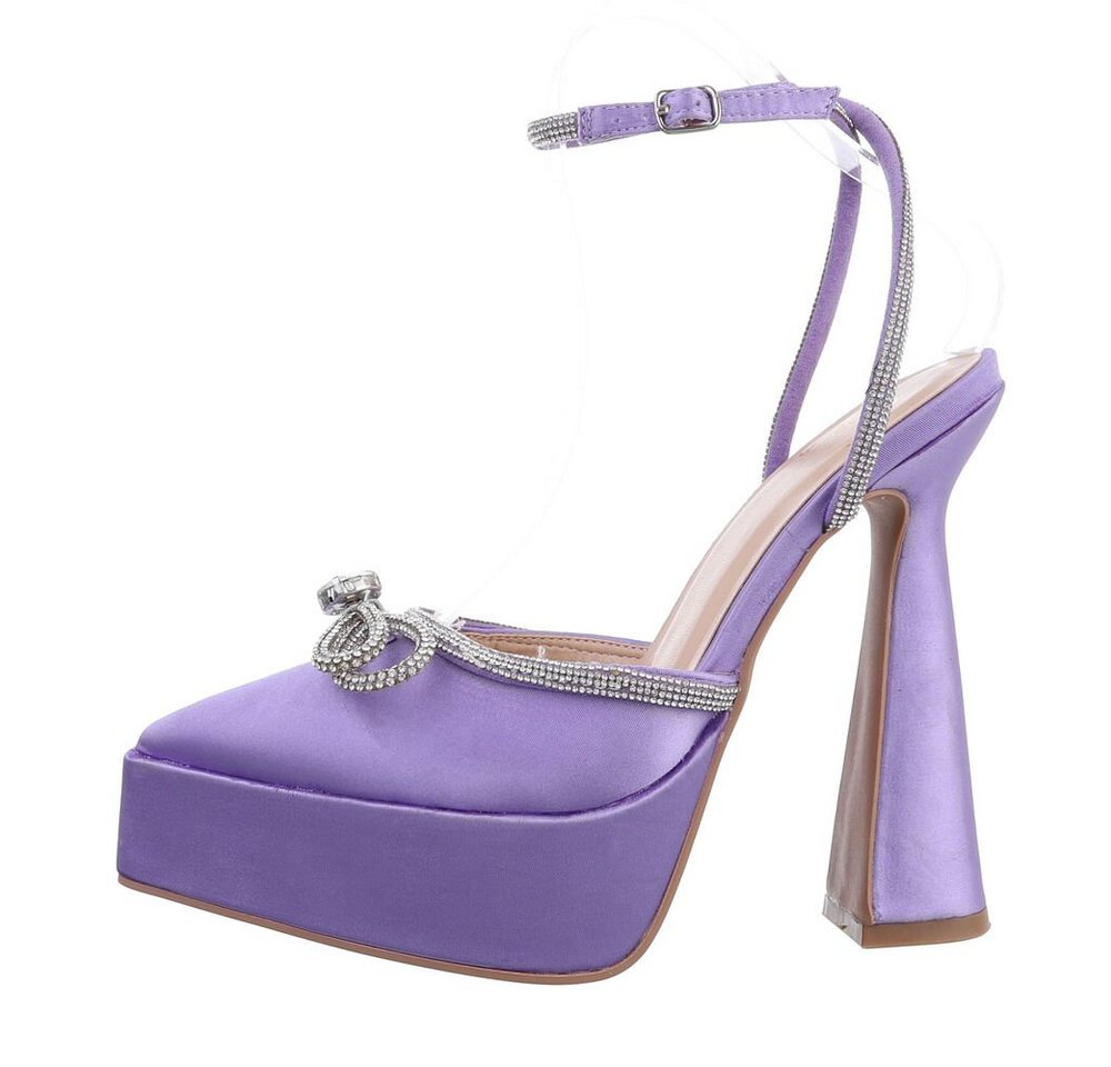 Ital-Design Damen Abendschuhe Party & Clubwear Plateaupumps Blockabsatz High Heel Pumps in Lila