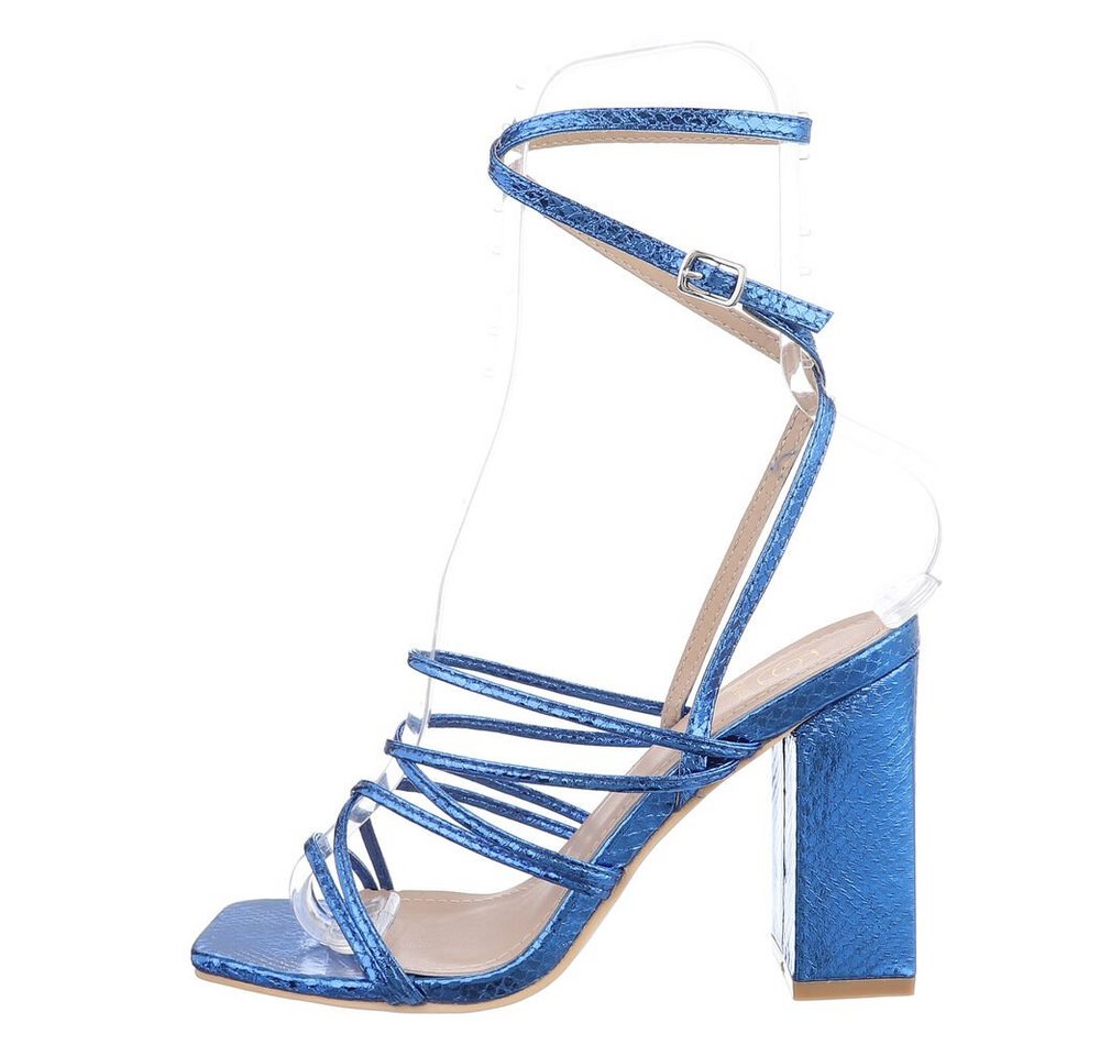 Ital-Design Damen Abendschuhe Party & Clubwear Sandalette (83448443) Blockabsatz Sandalen & Sandaletten in Blau