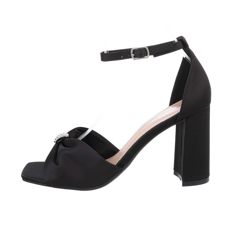 Ital-Design Damen Abendschuhe Party & Clubwear Sandalette Blockabsatz Sandalen & Sandaletten in Schwarz (schwarz)