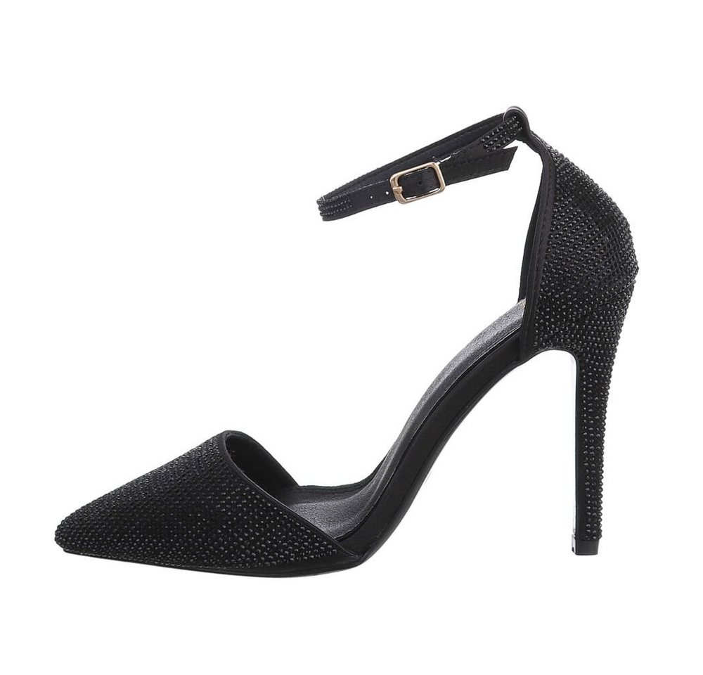 Ital-Design Damen Abendschuhe Party & Clubwear Schnürpumps Pfennig-/Stilettoabsatz High Heel Pumps in Schwarz