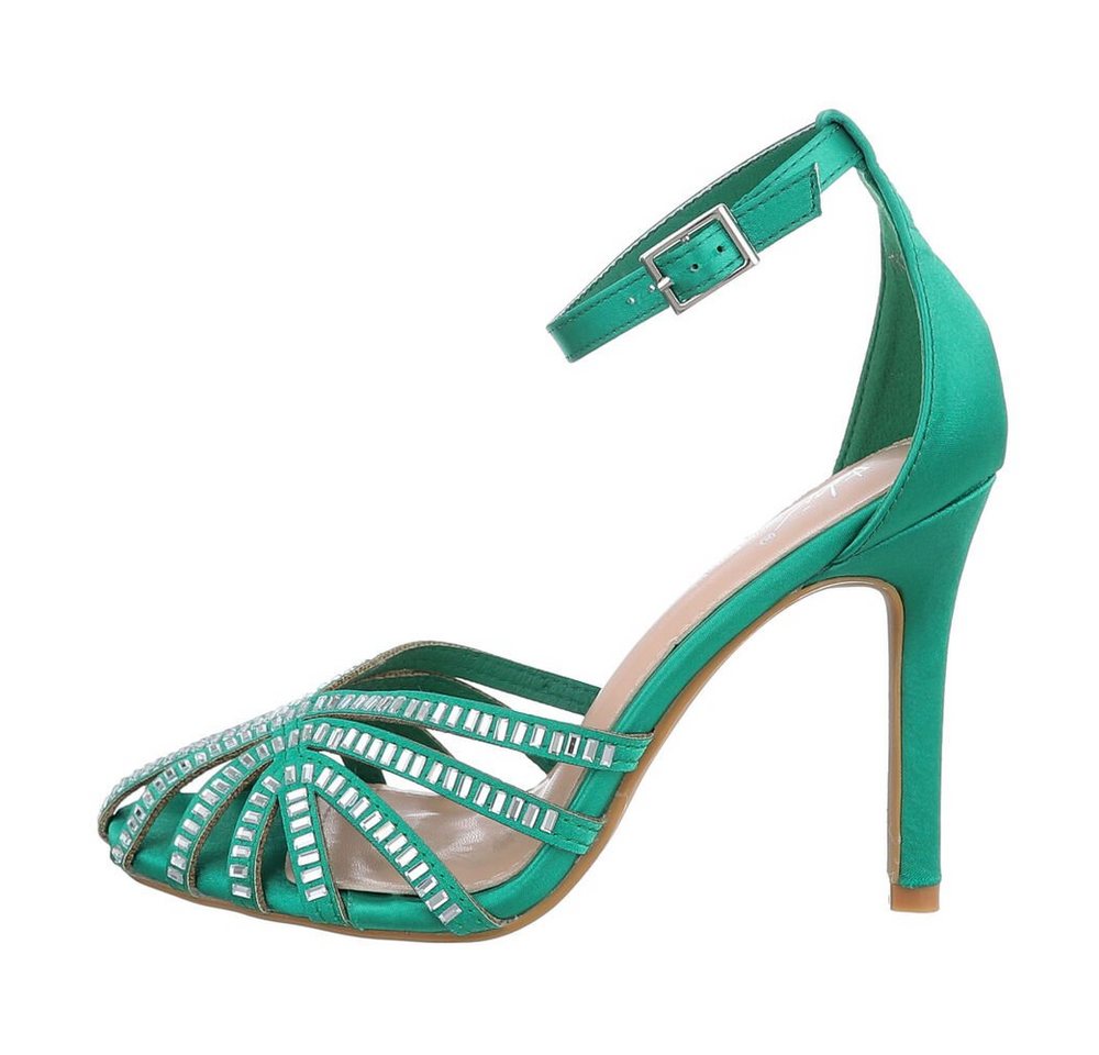 Ital-Design Damen Abendschuhe Party & Clubwear Schnürpumps Pfennig-/Stilettoabsatz Sandalen & Sandaletten in Grün