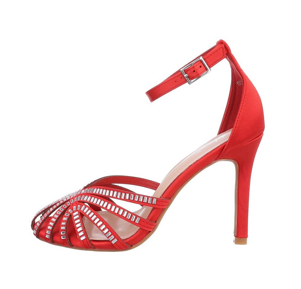 Ital-Design Damen Abendschuhe Party & Clubwear Schnürpumps Pfennig-/Stilettoabsatz Sandalen & Sandaletten in Rot