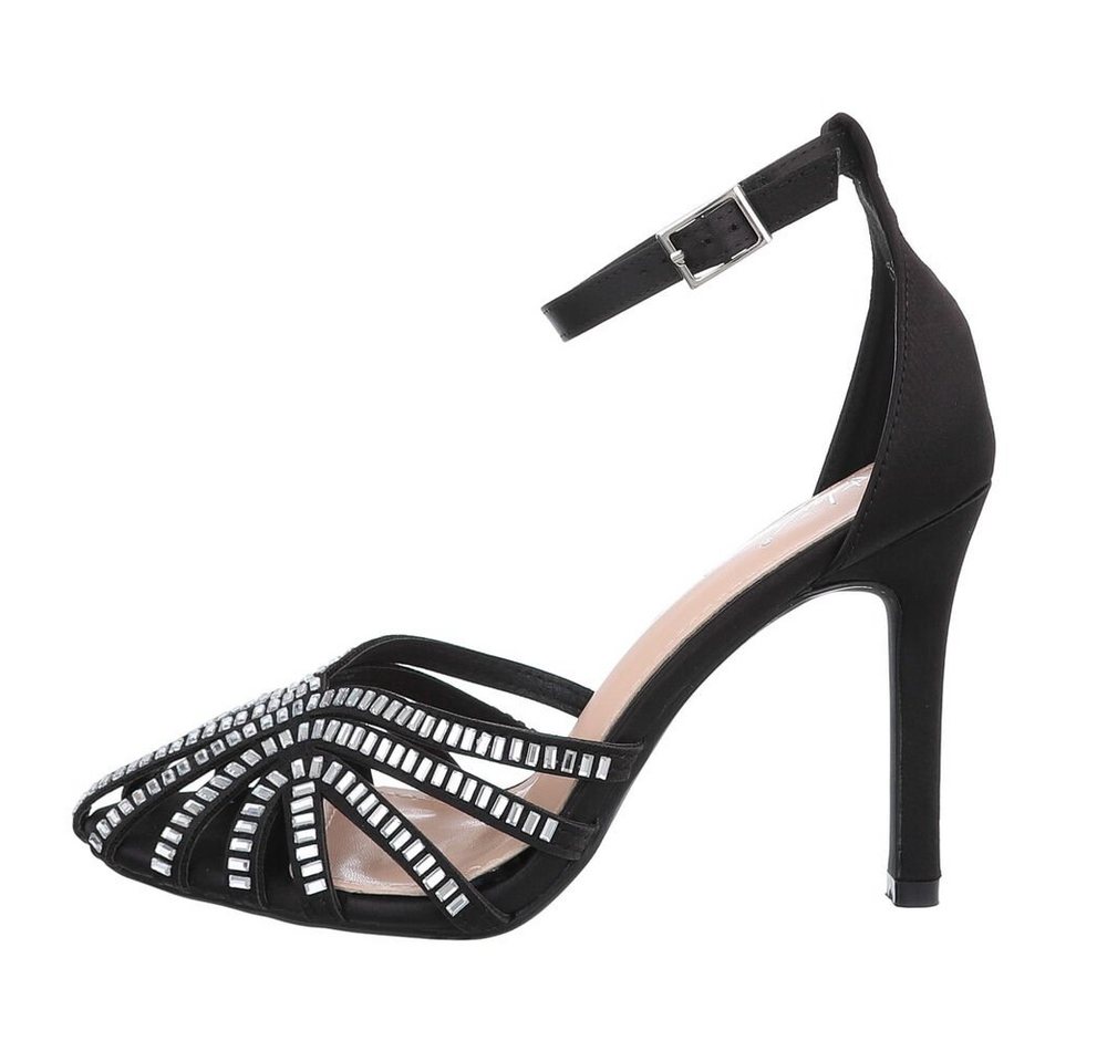 Ital-Design Damen Abendschuhe Party & Clubwear Schnürpumps Pfennig-/Stilettoabsatz Sandalen & Sandaletten in Schwarz