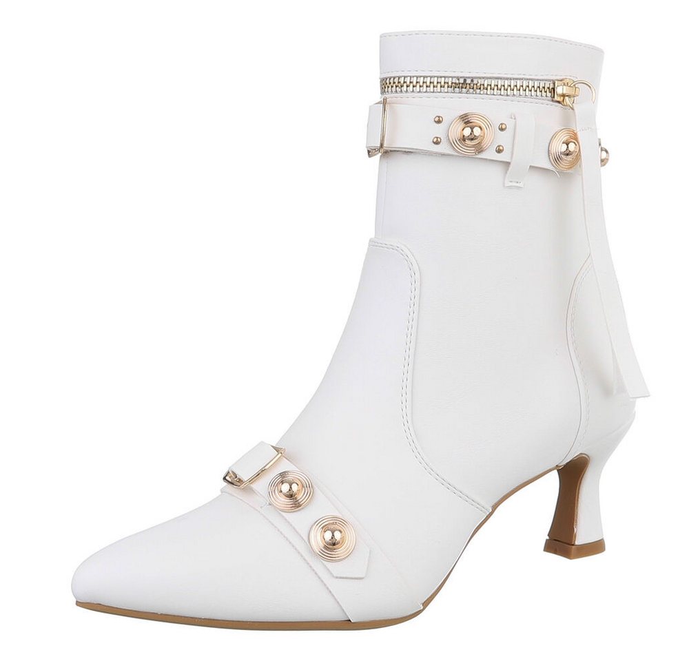 Ital-Design Damen Abendschuhe Party & Clubwear Stiefelette (87740182) Pfennig-/Stilettoabsatz Stiefeletten in Weiß