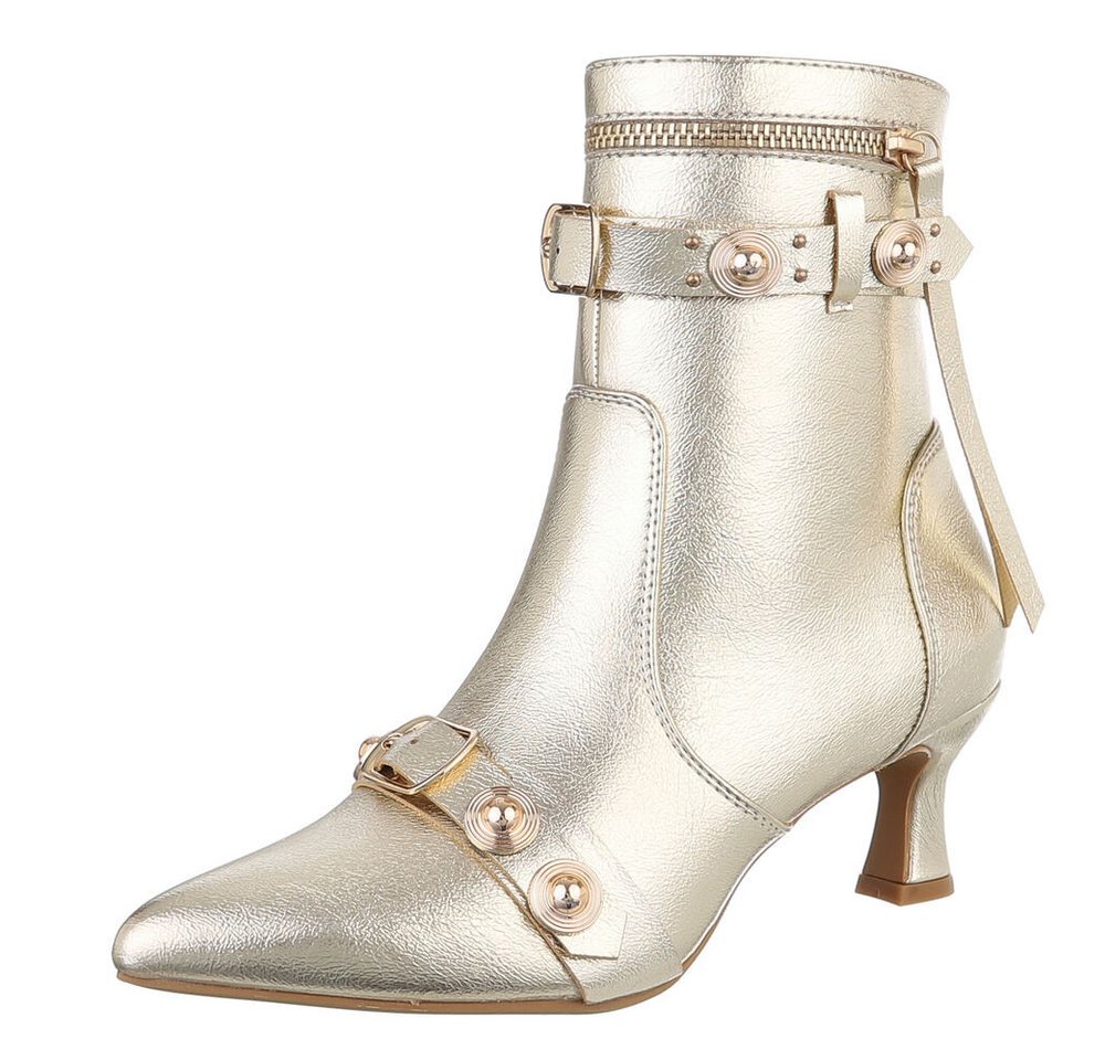 Ital-Design Damen Abendschuhe Party & Clubwear Stiefelette (87740194) Pfennig-/Stilettoabsatz Stiefeletten in Gold