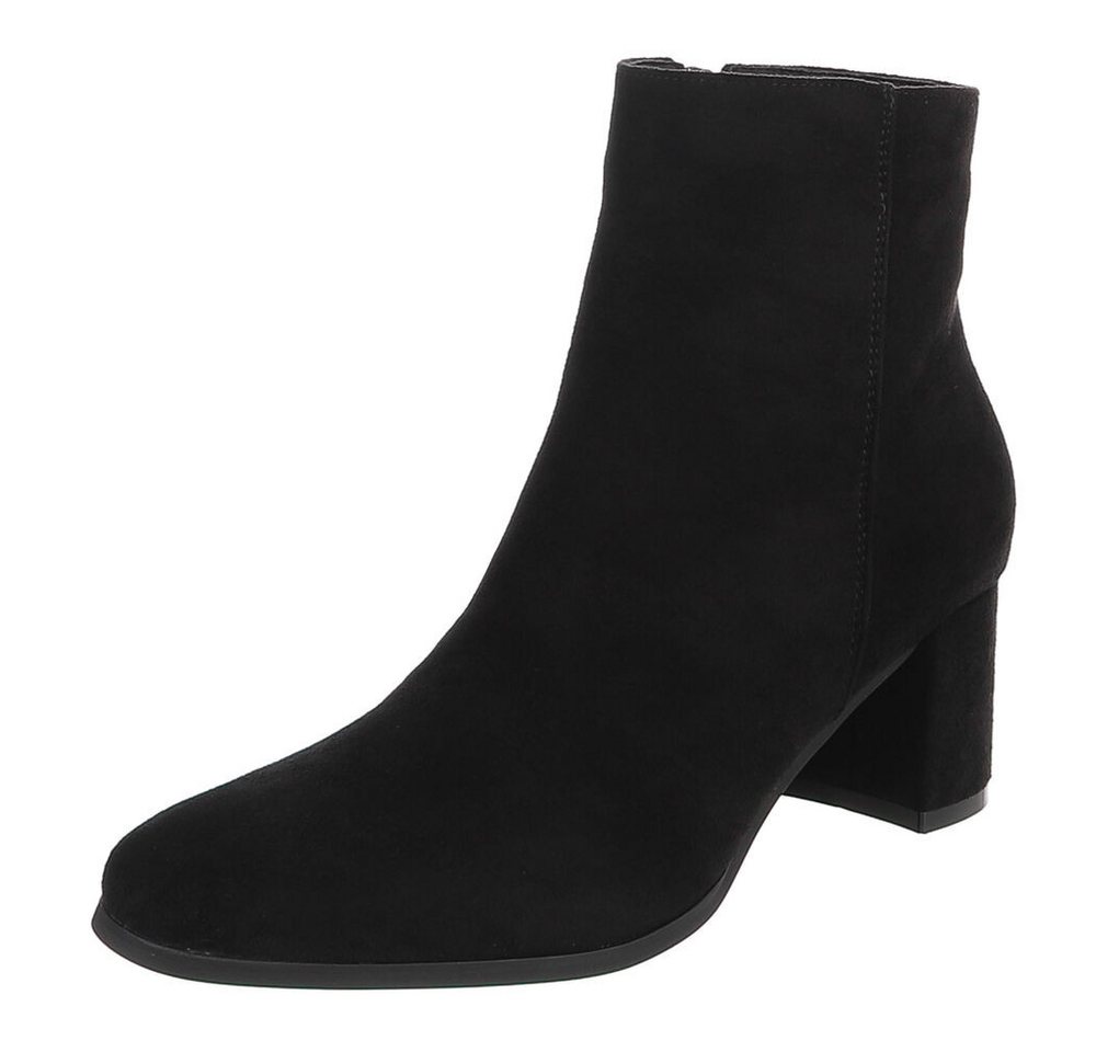 Ital-Design Damen Ankle Boot mit Blockabsatz und Schlupfdesign Stiefelette (92002569) Blockabsatz Stiefeletten in Schwarz