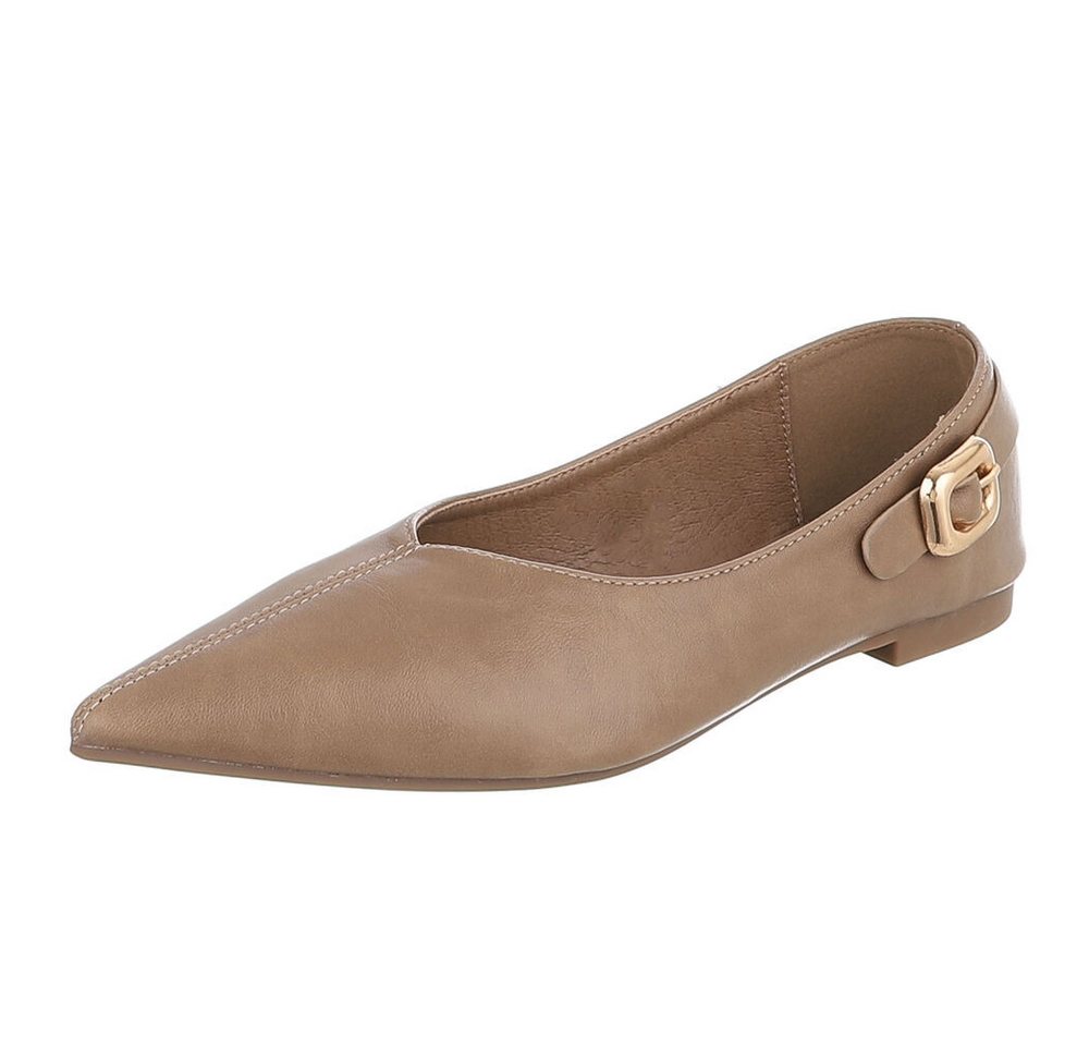 Ital-Design Damen Ballerina mit Zierdetail und spitzer Form Pumps (92078699) Blockabsatz Klassische Ballerinas in Hellbraun