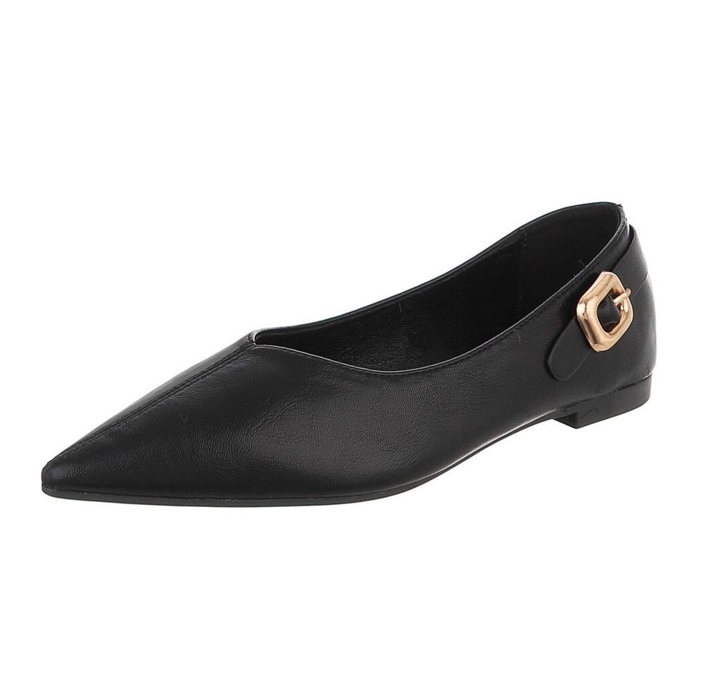 Ital-Design Damen Ballerina mit Zierdetail und spitzer Form Pumps (92078713) Blockabsatz Klassische Ballerinas in Schwarz