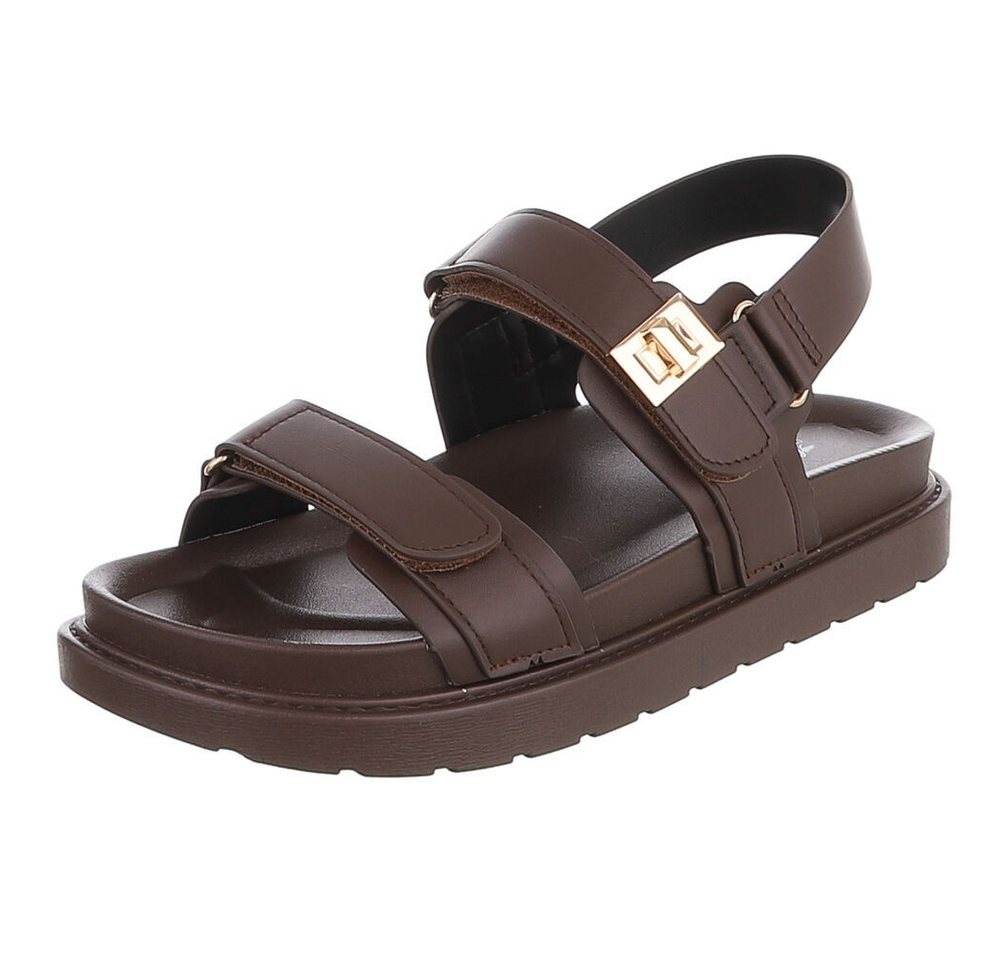 Ital-Design Damen Ballerina mit Zierdetail und spitzer Form Riemchensandalette (92078719) Flach Plateausandaletten in Braun