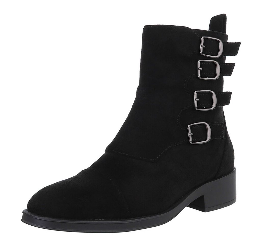 Ital-Design Damen Bikerschuhe Biker Stiefelette (88489477) Blockabsatz Western- & Bikerboots in Schwarz
