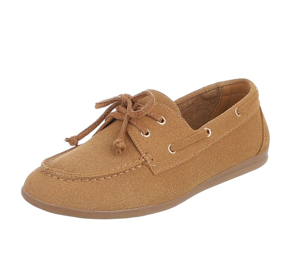 Ital-Design Damen Bootsschuh Schnürschuh Mokassin-Style Freizeit Schnürschuh (91849212) Flach Schnürer in Camel