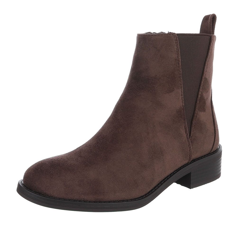 Ital-Design Damen Chelsea Boot mit Blockabsatz & Elastikeinsatz Stiefelette (92125581) Blockabsatz Chelsea Boots in Braun