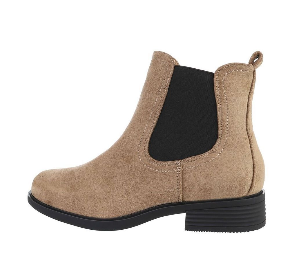 Ital-Design Damen Chelsea Elegant Stiefelette (71312937) Blockabsatz Chelsea Boots in Hellbraun