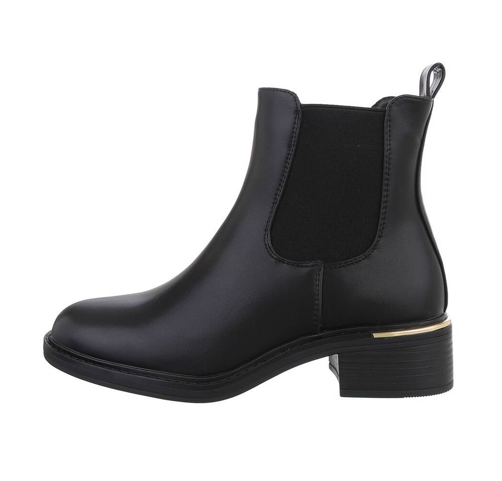 Ital-Design Damen Chelsea Freizeit Chelseaboots (84338012) Blockabsatz Chelsea Boots in Schwarz