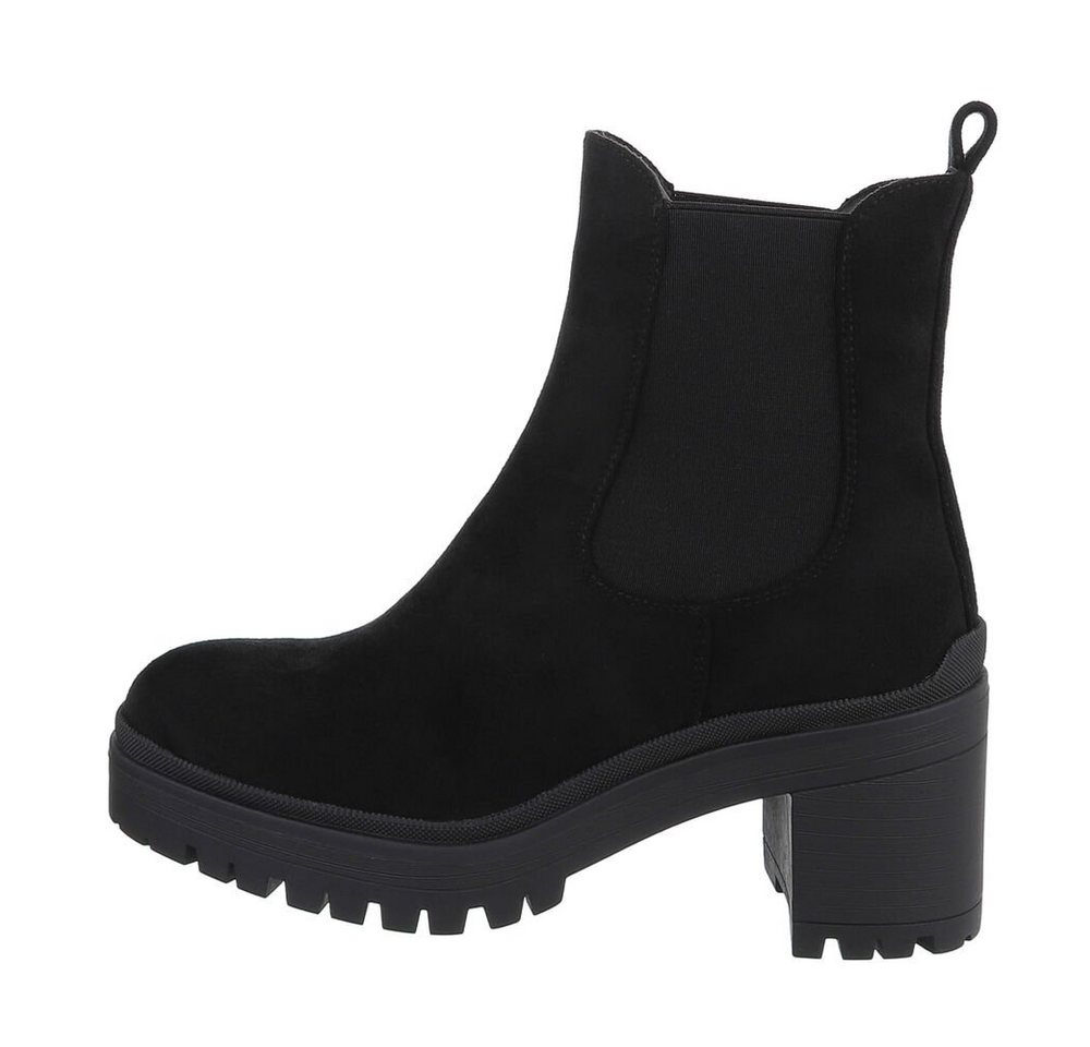 Ital-Design Damen Chelsea Freizeit Plateaustiefelette (84338061) Blockabsatz Chelsea Boots in Schwarz