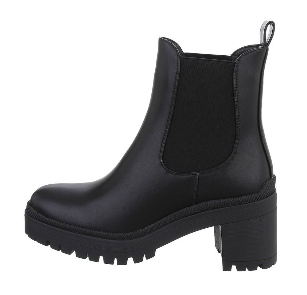 Ital-Design Damen Chelsea Freizeit Plateaustiefelette (84338078) Blockabsatz Chelsea Boots in Schwarz