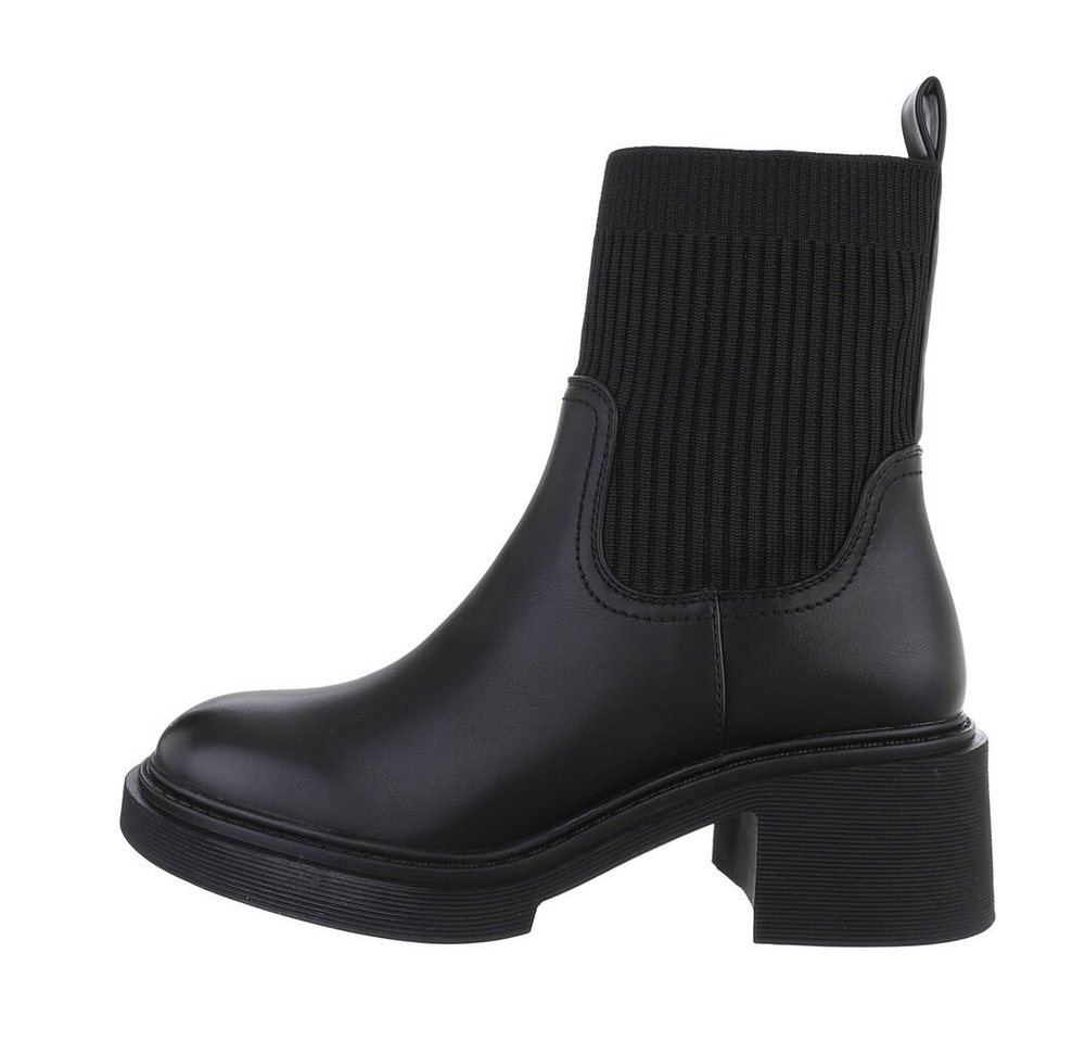 Ital-Design Damen Chelsea Freizeit Plateaustiefelette (84906838) Blockabsatz Chelsea Boots in Schwarz