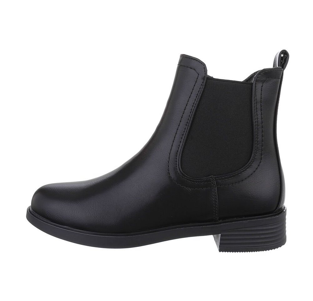 Ital-Design Damen Chelsea Freizeit Stiefelette (84206529) Blockabsatz Chelsea Boots in Schwarz