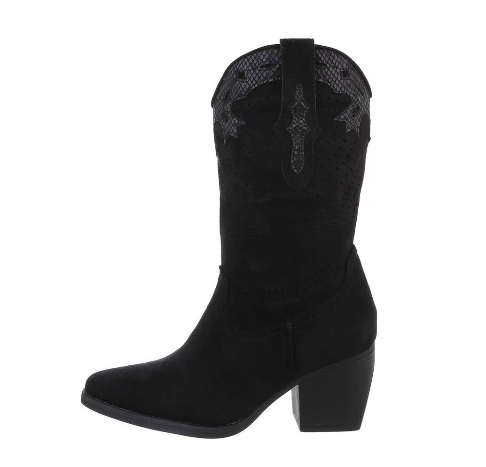 Ital-Design Damen Cowboyboots Western Westernstiefel (84160537) Blockabsatz Western- & Bikerstiefel in Schwarz