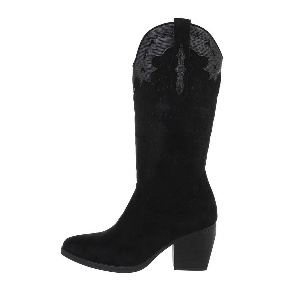Ital-Design Damen Cowboyboots Western Westernstiefel (84160581) Blockabsatz Western- & Bikerstiefel in Schwarz