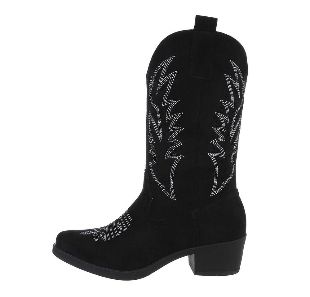 Ital-Design Damen Cowboyboots Western Westernstiefel (85757864) Blockabsatz Western- & Bikerstiefel in Schwarz