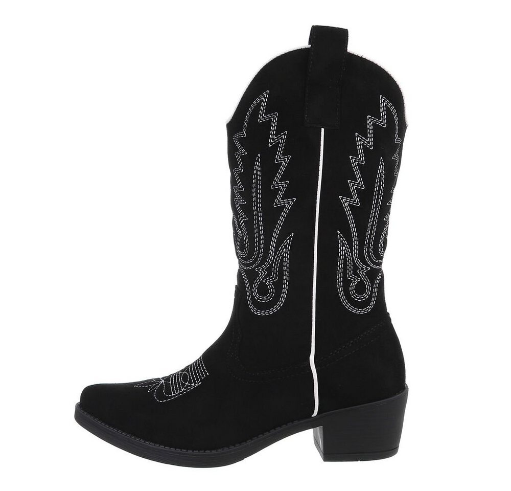 Ital-Design Damen Cowboyboots Western Westernstiefel (85757909) Blockabsatz Western- & Bikerstiefel in Schwarz