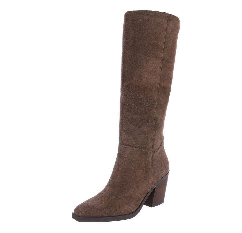 Ital-Design Damen Cowboyboots Western Westernstiefel (87284173) Blockabsatz High-Heel Stiefel in Braun