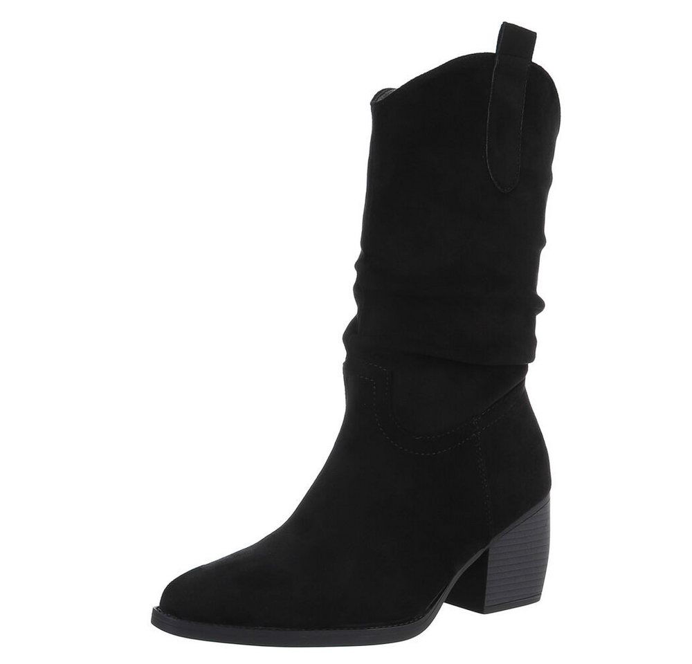Ital-Design Damen Cowboyboots Western Westernstiefel (88519489) Blockabsatz Stiefel in Schwarz