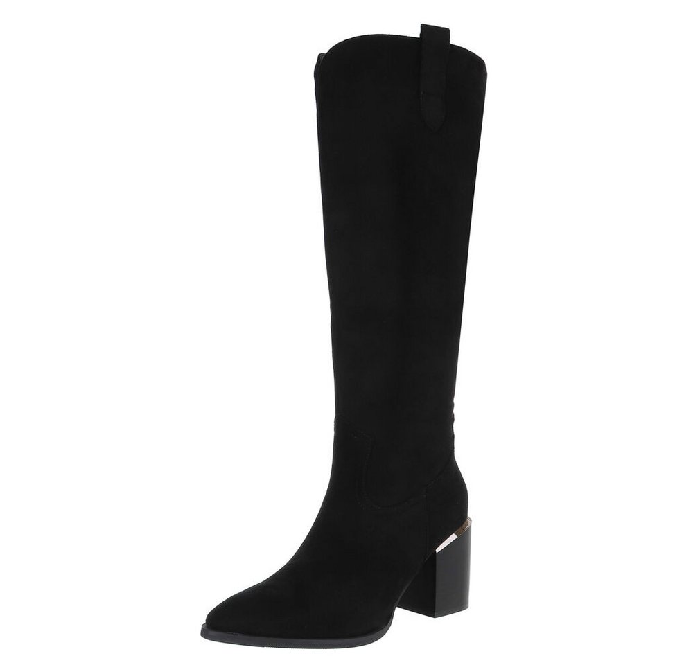 Ital-Design Damen Cowboyboots Western Westernstiefel (88577585) Blockabsatz Stiefel in Schwarz