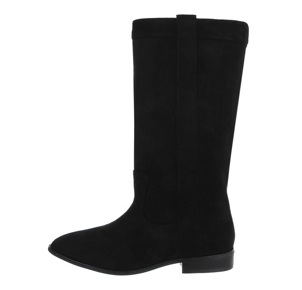 Ital-Design Damen Cowboyboots Western Westernstiefel Blockabsatz Flache Stiefel in Schwarz