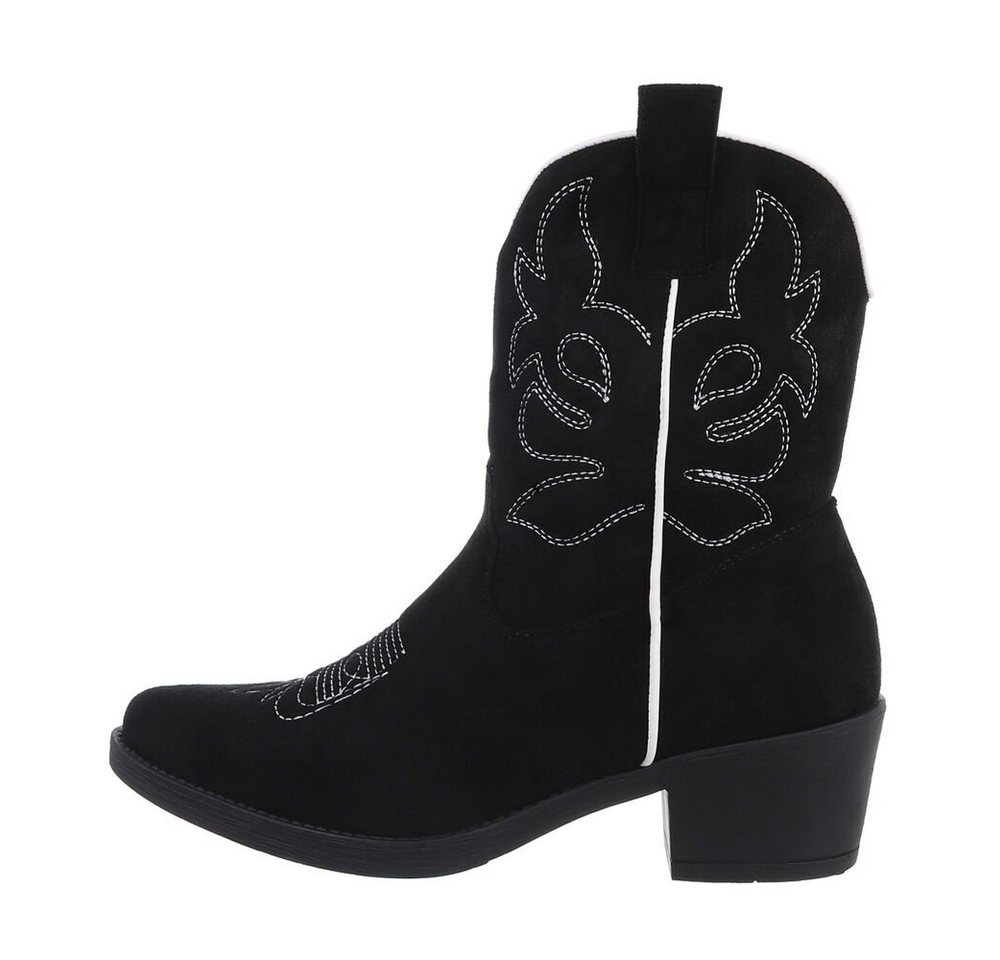 Ital-Design Damen Cowboyboots Western Westernstiefelette (83592451) Blockabsatz Western- & Bikerboots in Schwarz