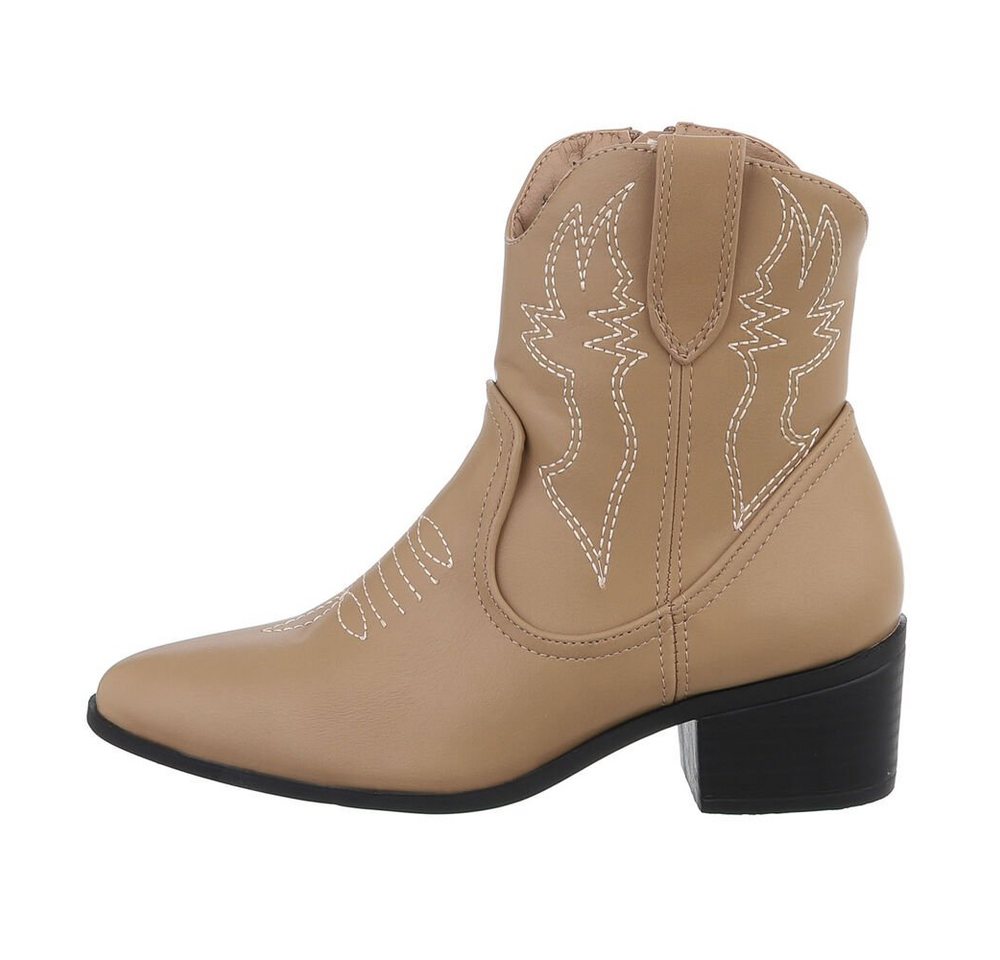 Ital-Design Damen Cowboyboots Western Westernstiefelette (85136080) Blockabsatz Western- & Bikerboots in Hellbraun