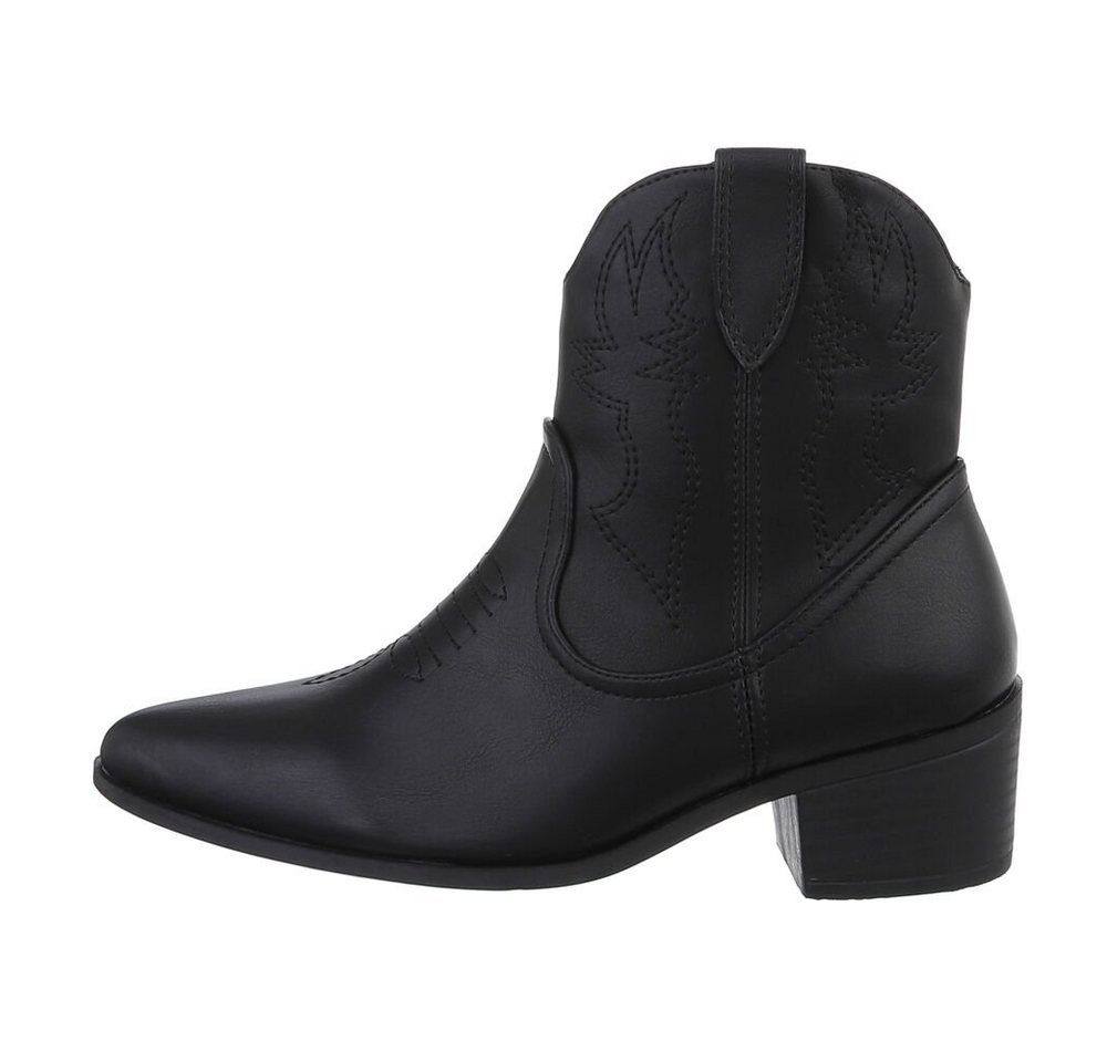 Ital-Design Damen Cowboyboots Western Westernstiefelette (85136181) Blockabsatz Western- & Bikerboots in Schwarz