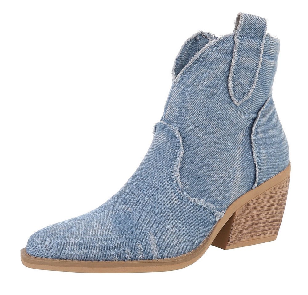 Ital-Design Damen Cowboyboots Western Westernstiefelette (88843801) Blockabsatz Stiefeletten in Hellblau