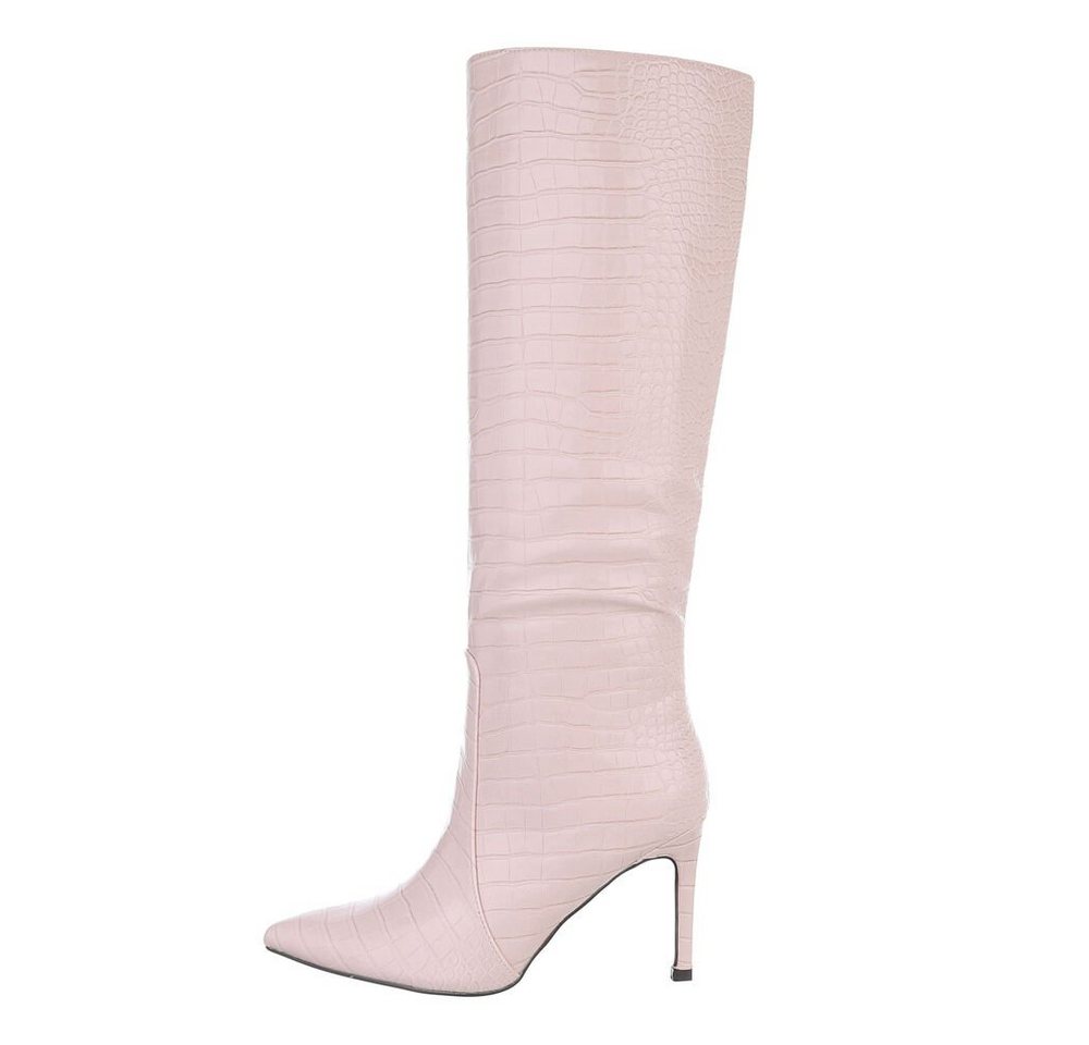 Ital-Design Damen Elegant High-Heel-Stiefel (84456298) Pfennig-/Stilettoabsatz High-Heel Stiefel in Altrosa