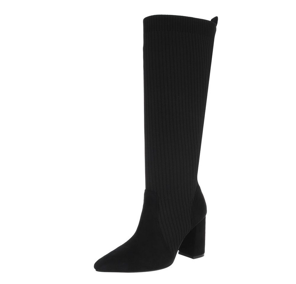 Ital-Design Damen Elegant High-Heel-Stiefel (87124684) Blockabsatz High-Heel Stiefel in Schwarz